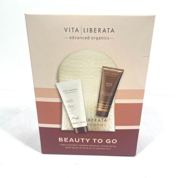 Vita Liberata Beauty To Go Self Tan Latte, Body Blur & Mitt NIB In Box - Picture 2 of 4